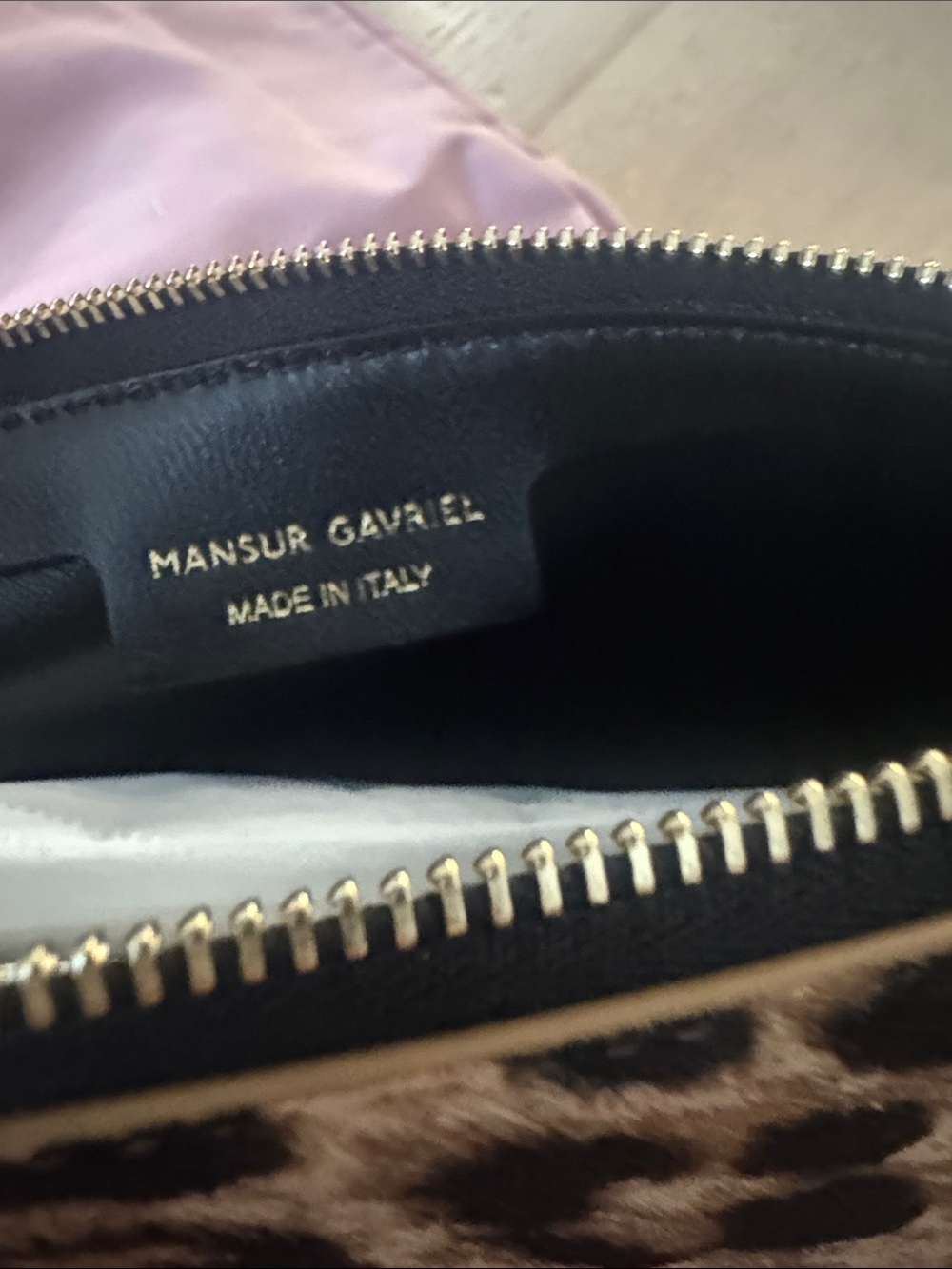 Mansur Gavriel Gaia Leopard Print Calf Hair Baguette Shoulder Bag - Picture 12 of 12